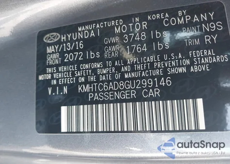 2016 Hyundai Veloster z USA, uszkodzony, nr VIN KMHTC6AD8GU299146